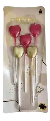 Vela Figura X5 Corazón Rojo - Dorado