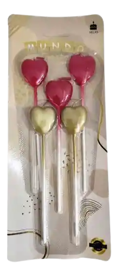 Vela Figura X5 Corazón Rojo - Dorado