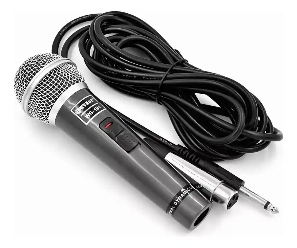 Micrófono Alámbrico Wg-196 Con Cable Plug 6.3mm