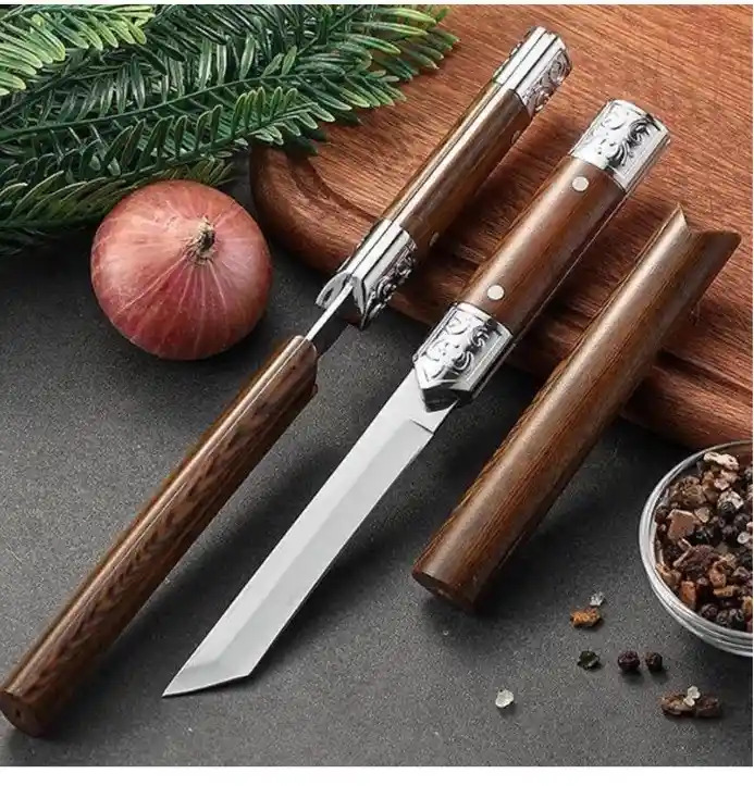 Navaja Multifuncional Mango En Madera Daga
