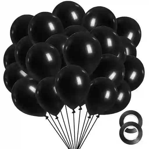 Paquete Por 20 Unidades De Globos Bombas R-12 Color Negro