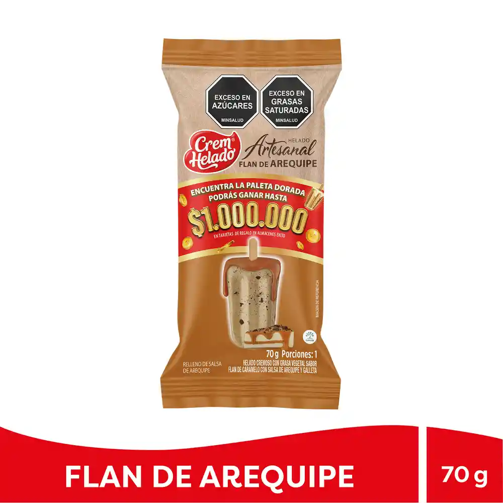 Promo Helado Artesanal Flan Arequipe 70g