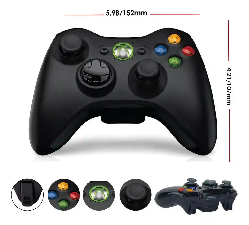 Control Joystick Inalámbrico Microsoft Mando Wireless Xbox 360 Black
