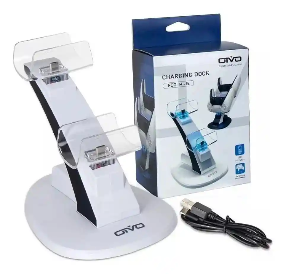 Cargador De Doble Base Compatible Con Dualsense Ps5 Oivo Control