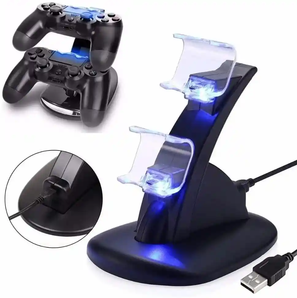 Base Soporte Cargador Doble 2 Para Joystick Ps4