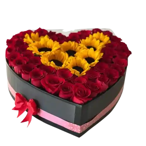❤️🌻 Corazón Girasoles Rosas