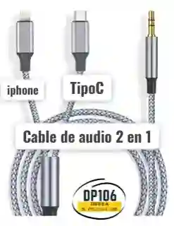 Cable De Audio 2 En 1 Lighting / Tipo C / Plug