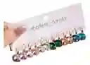 Aretes 6 Pares De Aretes Zarcillos Candongas En Cristal