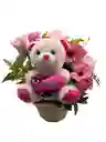Balde De Rosas Y Peluche "te Amo"