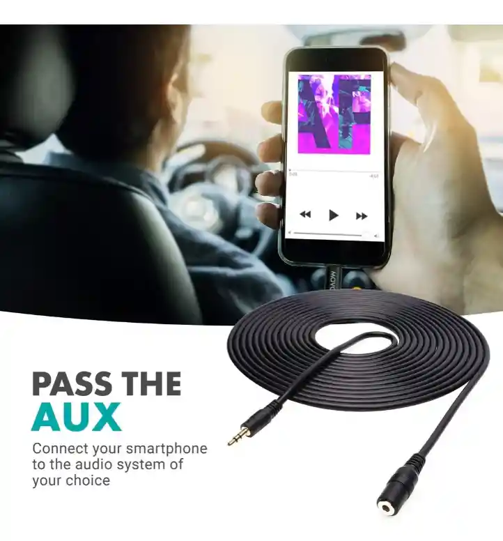 Cable Extension De Audio Auxiliar De 5 Metros - Macho Hembra