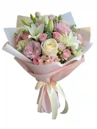 Bouquet Lirios, Rosas, Astromelias Y Follajes