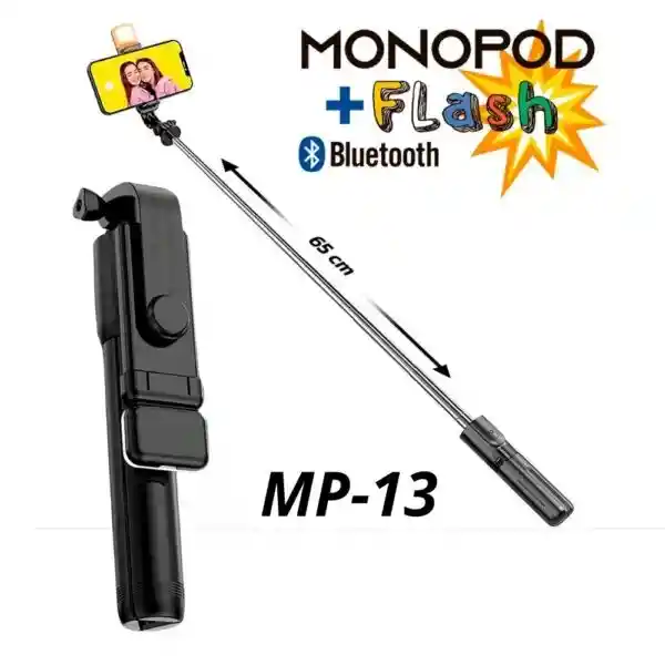 Monopod Selfie Mp-13 Trípode 3 En 1 Extensible Control Bluetooth Con Flash