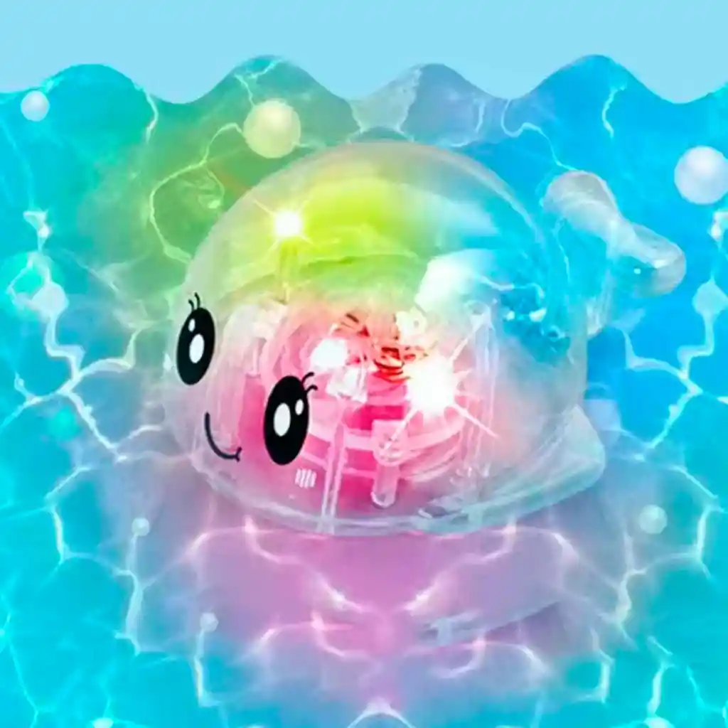Ballenita Azul Para La Bañera Con Luces De Colores, Juguete Que Flota En El Agua, Impermeable Y Colorido, Hecho En Material Resistente, Diseño Adorable Y Colorido