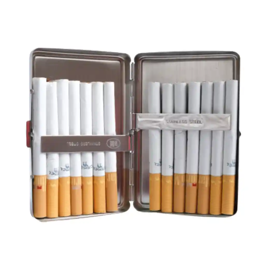 Porta Cigarrillos En Acero, Cigarrillera Doble Diseño