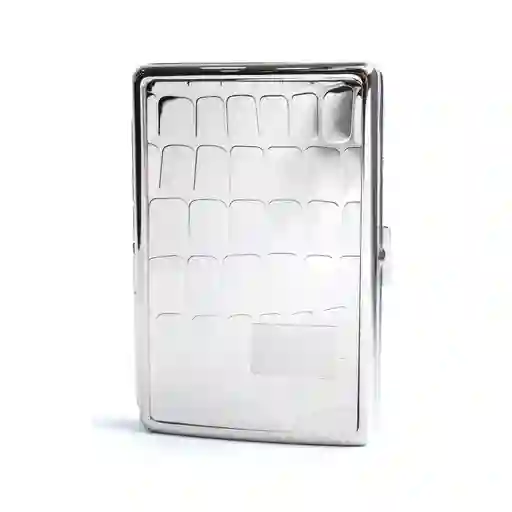 Porta Cigarrillos En Acero, Cigarrillera Doble Cuadros