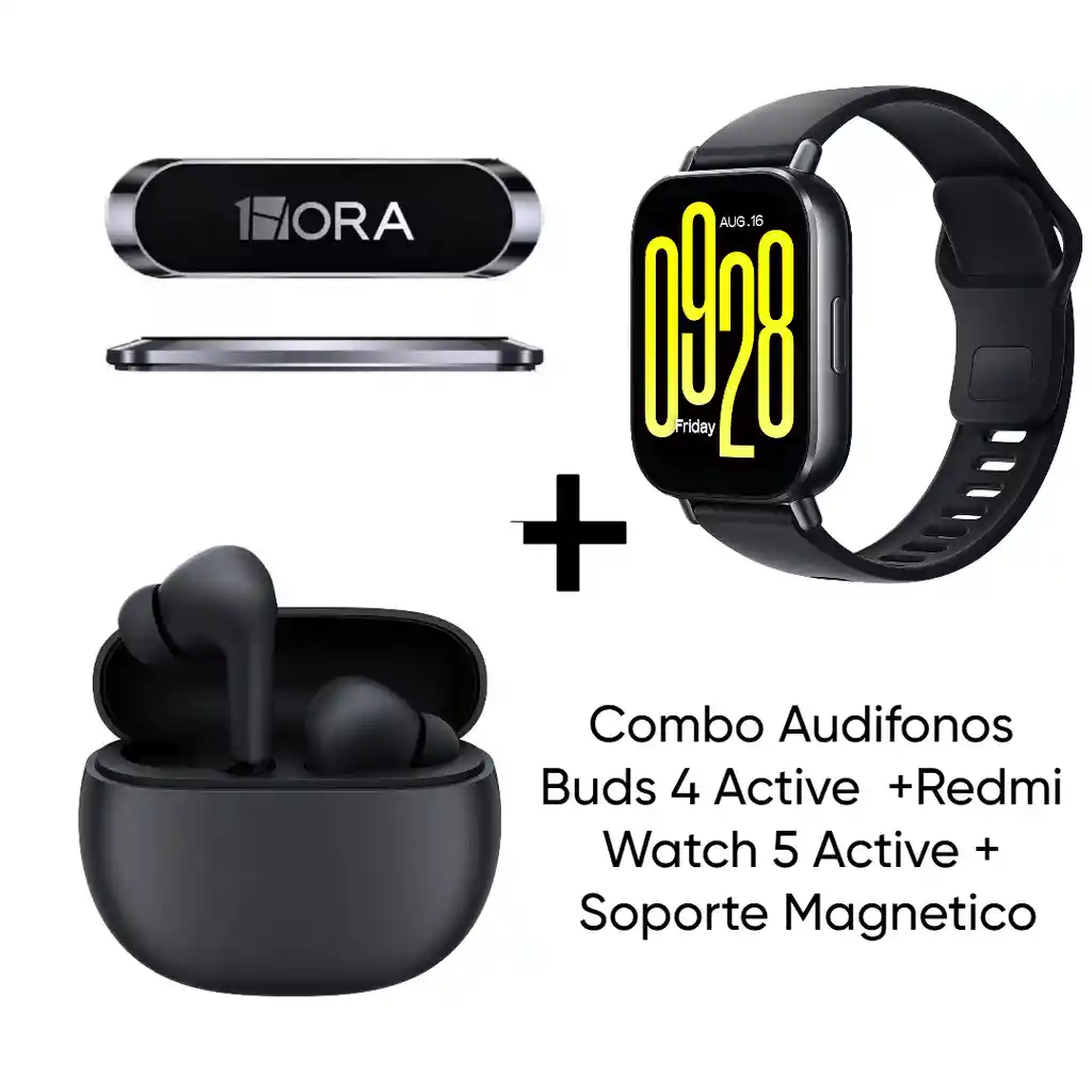 Combo Redmi Buds 4 Active + Redmi Watch 5 Active + Soporte Magnetico