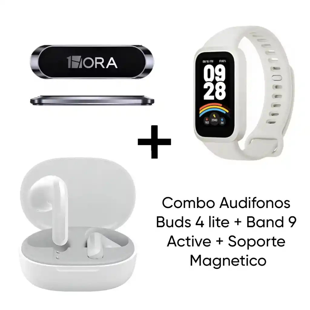 Combo Redmi Buds 4 Lite + Band 9 Active + Soporte Magnetico