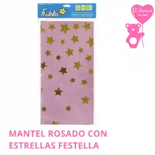 Mantel Rosado Con Estrellas Festella