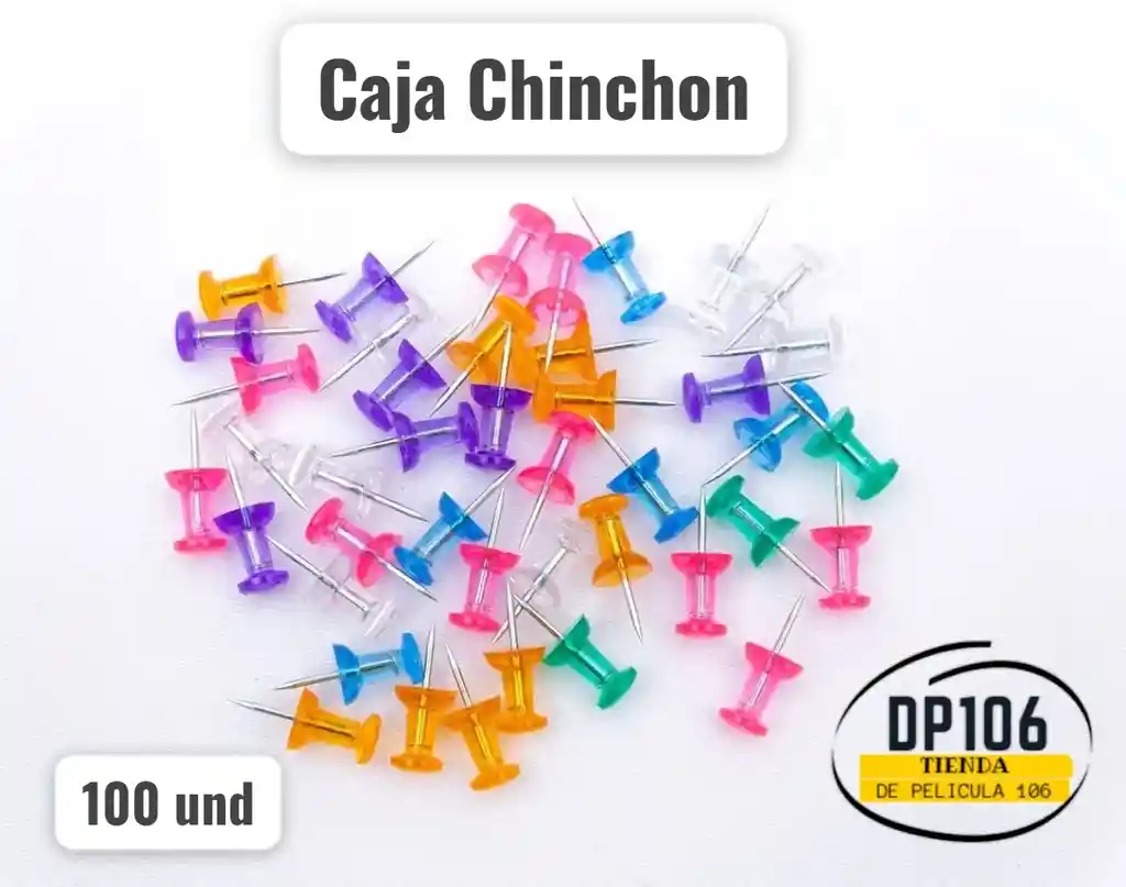 Caja De Chinchon Colores Surtidos Chinches X 100 Und