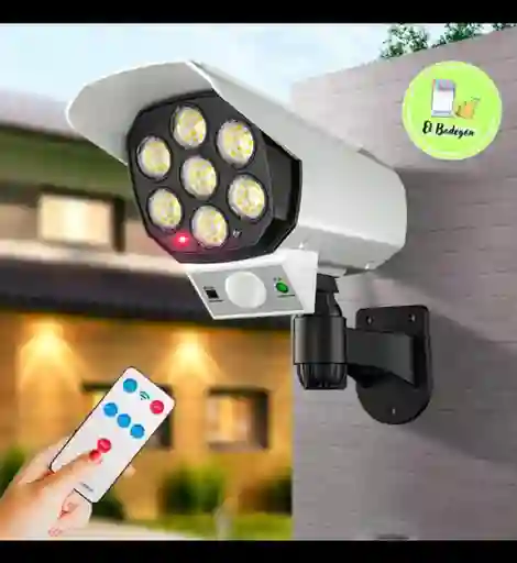 Lámpara Led Panel Solar Y Sensor De Movimiento Tipo Cámara