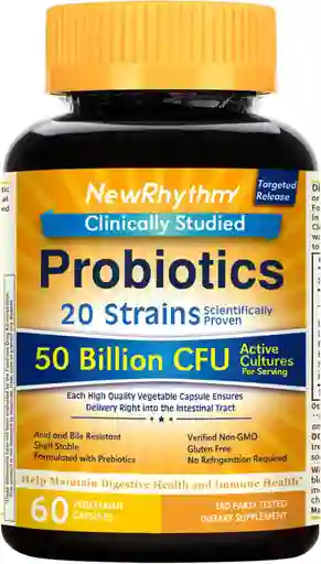 Newrhythm Probióticos 50 Billion 20 Cepas 60 Cápsulas