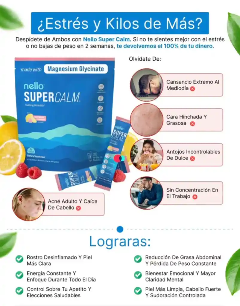 Nello Supercalm Bebida En Polvo Frambuesa Limon: Relajese,
