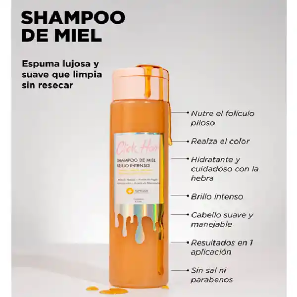 Shampoo Miel Brillo Intenso Click 300ml
