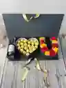 Caja Estuche Pequeño I ❤️ U Con Rosas, Ferreros Y Vino Mini 187 Ml
