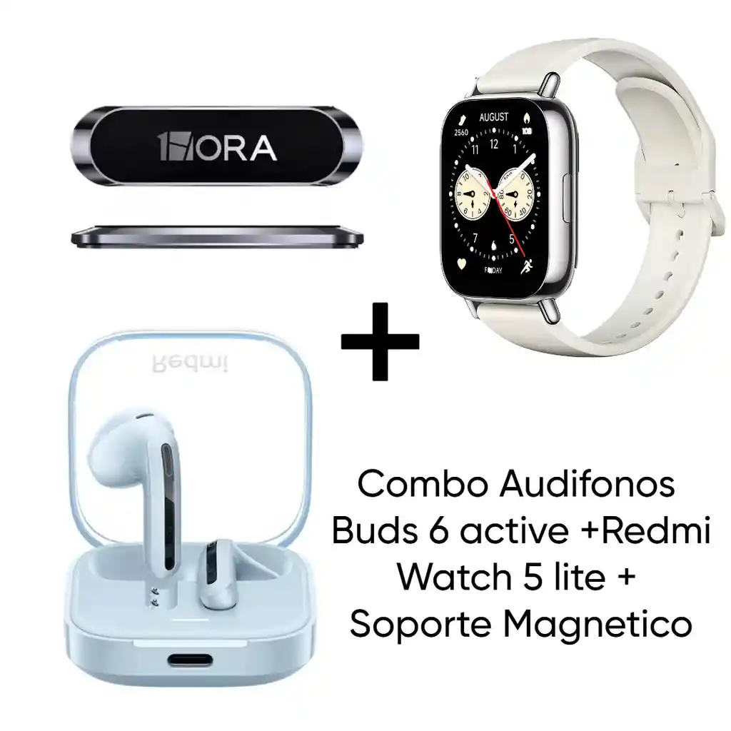 Combo Redmi Buds 6 Active + Redmi Watch 5 Lite + Soporte Magnetico