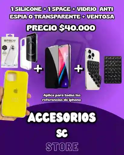 Promocion 1 Forro Silicone / 1 Forro Transparente / 1 Vidrio / 1 Ventosa