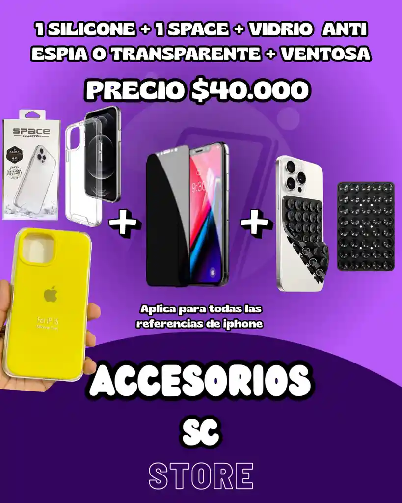 Promocion 1 Forro Silicone / 1 Forro Transparente / 1 Vidrio / 1 Ventosa