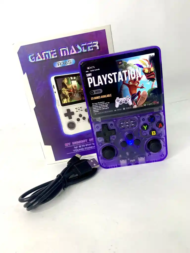 Consola De Videojuegos R36s Morada Con Mas De 20 Mil Juegos 🎮🚀