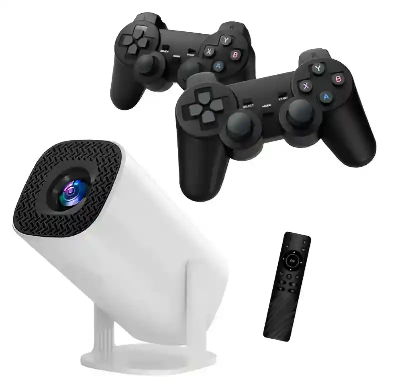 Proyector Gamer Juegos Con 2 Mandos A Distancia Inalámbricos