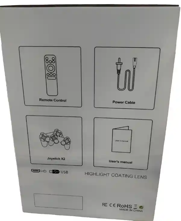 Proyector Gamer Juegos Con 2 Mandos A Distancia Inalámbricos