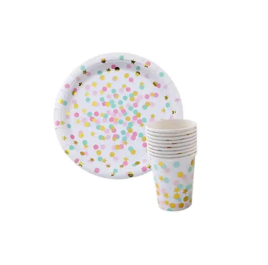 Juego Plato Y Vaso Estrellitas