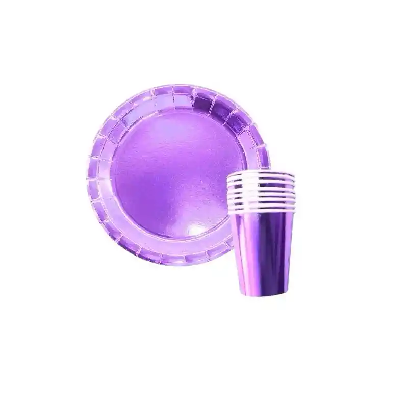 Plato Y Vaso Morado