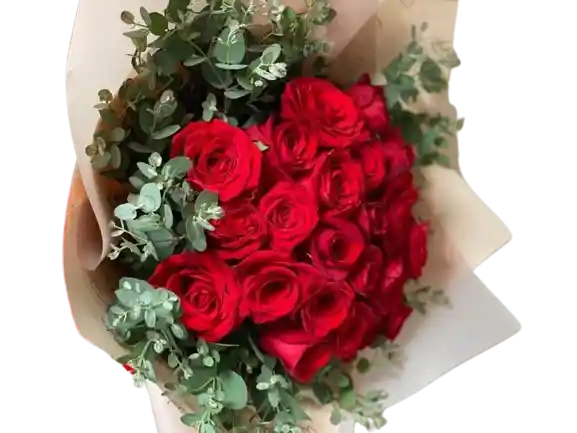 Rosas Y Eucalipto, Flores De Romance