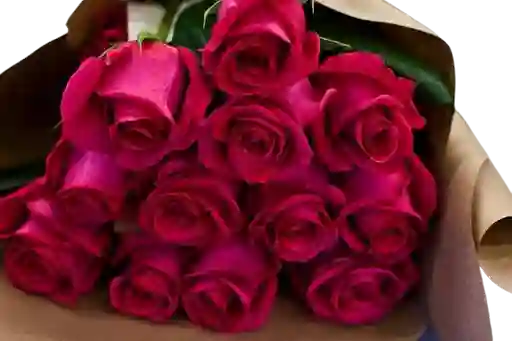 Rosas Fucsias En Bouquet X12
