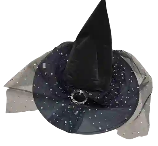 Sombrero De Bruja Con Velo, Negro - Halloween