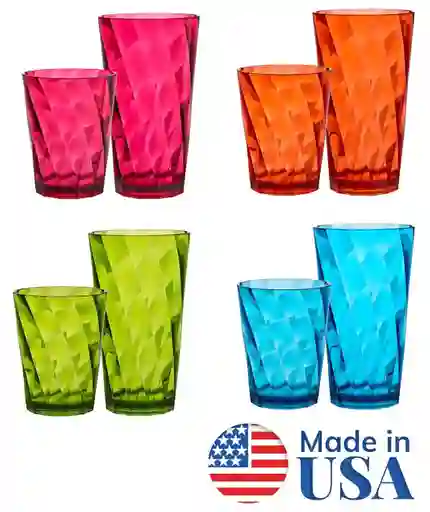 Vasos Plásticos Acrílico X 8 Made In Usa 473ml 593ml