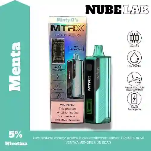 Vapeador Mtrx Menta 12.000 Puffs Recargable