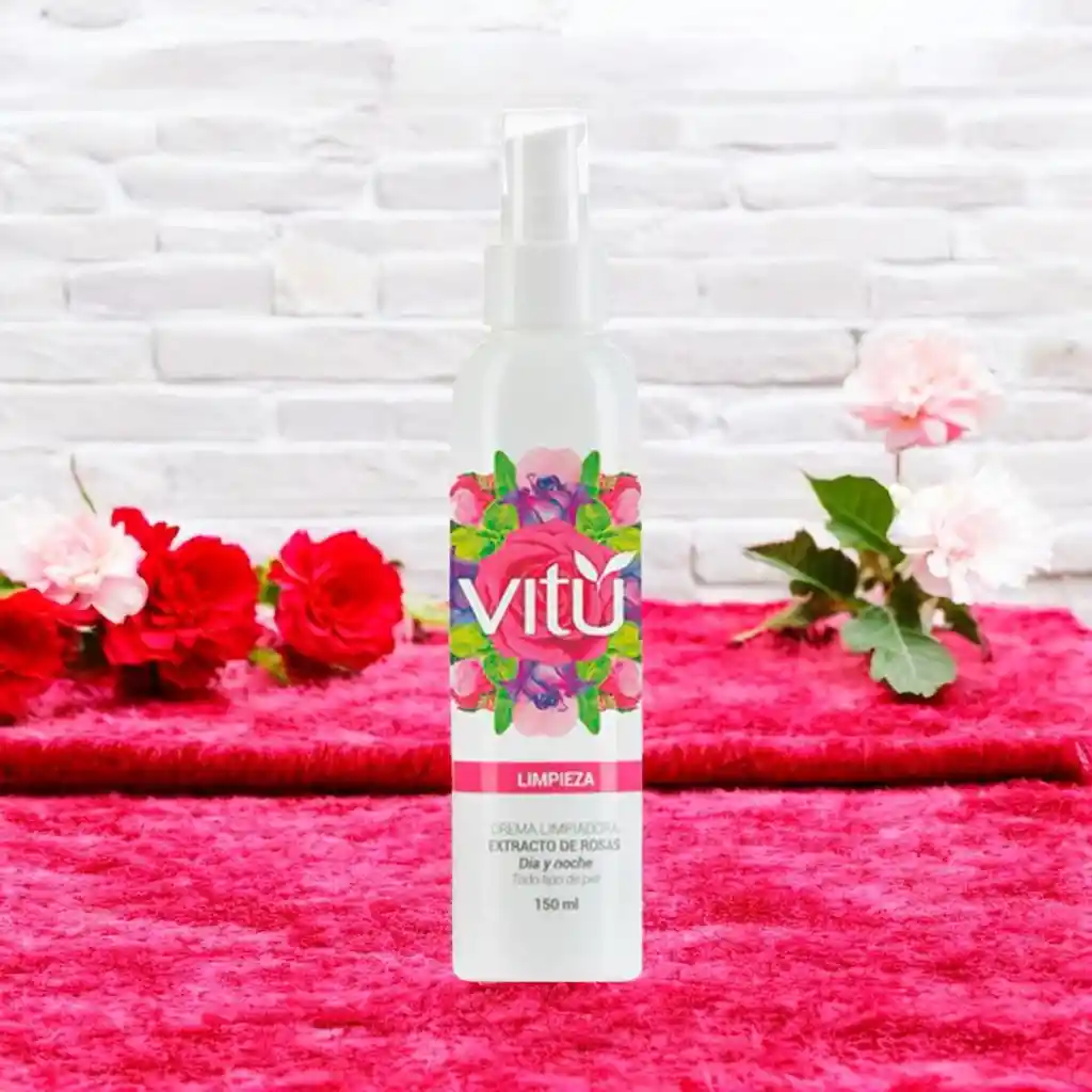 Crema Limpiadora Extracto De Rosas Vitú 150ml Limpieza Día Y Noche