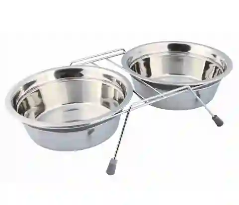 Comederos Dobles Con Soporte Aedd-04 2000 Gr C/u