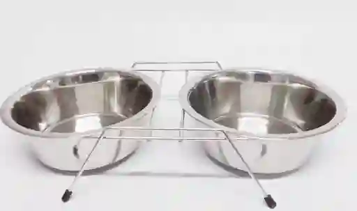 Comederos Dobles Con Soporte Aedd-05 3000 Gr C/u