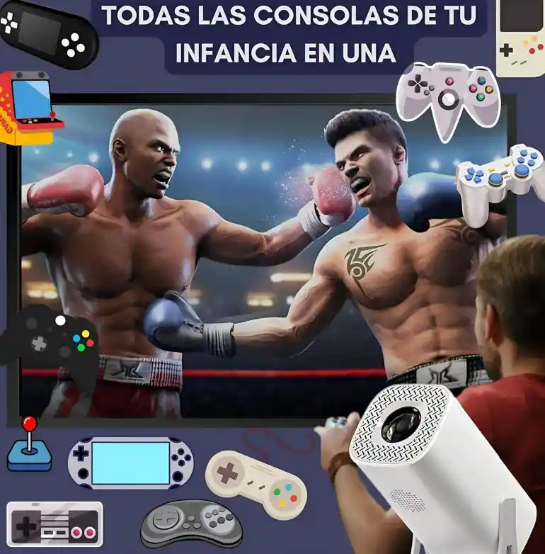 Proyector Consola Retro 2 Mandos Inalámbricos 4k