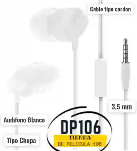 Audifonos Tipo Chupa Manos Libres Blancos