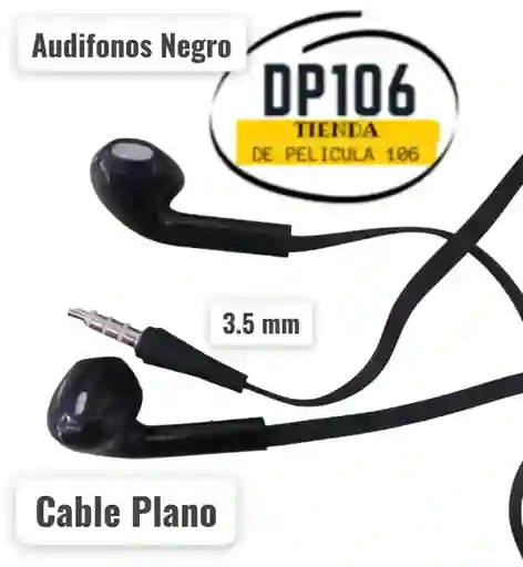 Audifonos Manos Libres Negro Cable Plano