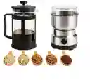 Prensa Francesa Café 600ml Y Mini Molino Café Eléctrico