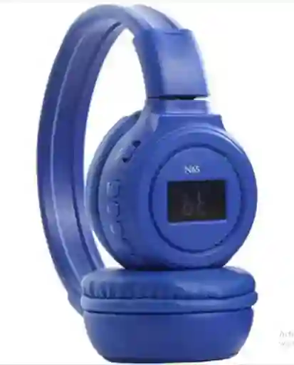 Negro/azul Sonido Potente Sin Cables! Audífonos N65bt Con Bluetooth 3.0, Pantalla Led, Radio Fm, Lector Micro Sd Y Entrada Auxiliar
