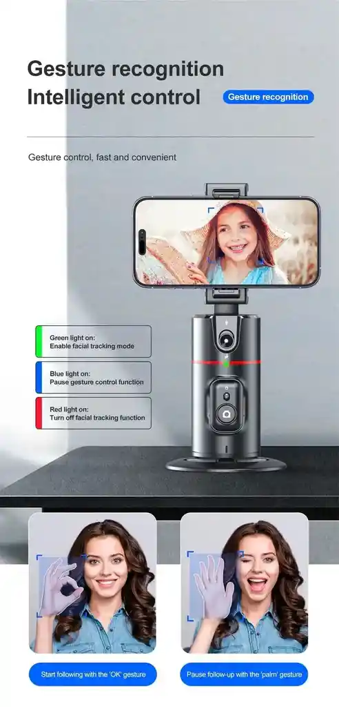 ¡haz Que Tus Videos Brillen! Trípode Con Luz Led, Seguimiento Facial Y Control Por Gestos – Ideal Para Creadores, Vlogs, Selfies Y Más